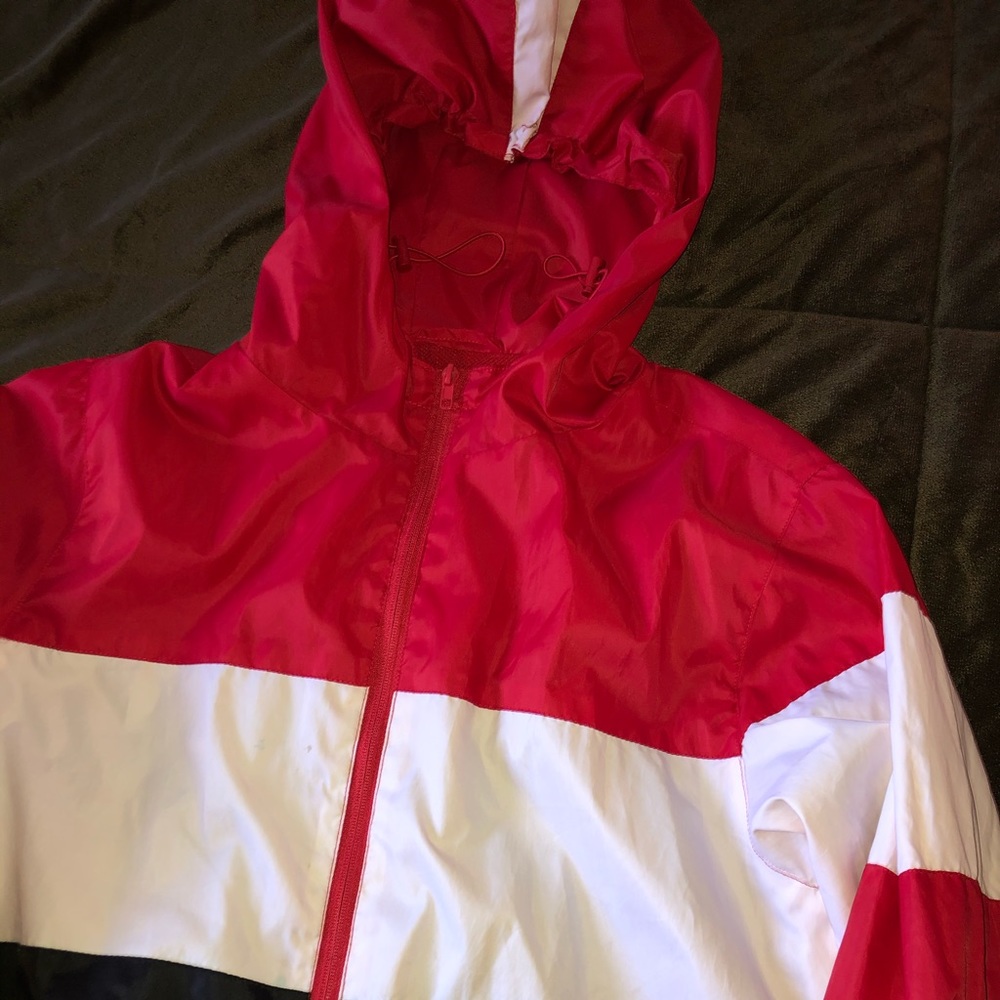 H&M Red Striped Hoodie Mens S